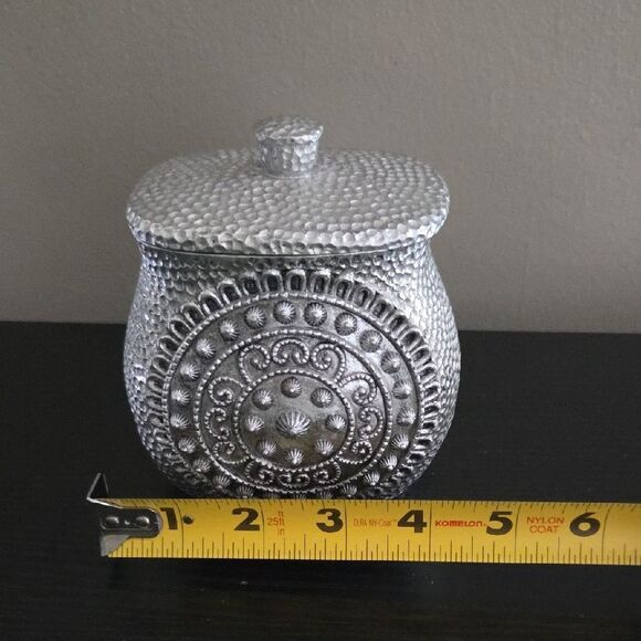 Silver Textured Decorative Jar - Picture 7 of 8